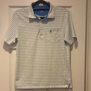 johnnie-O Kids Polo Shirt - Light Blue and White Stripes